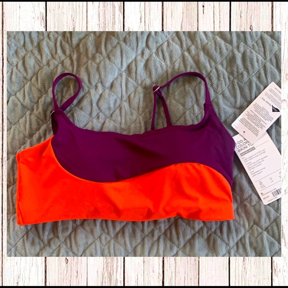 D- DD ATHLETA ASYMMETRIC COLORBLOCK BIKINI TOP  NWT